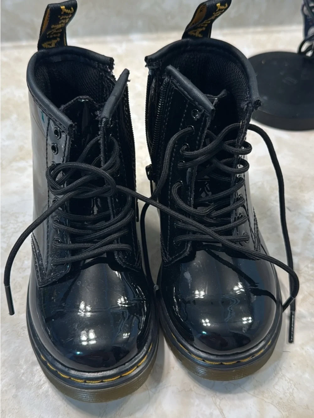 Dr. Martens Black Patent Lace-Up Combat Boots